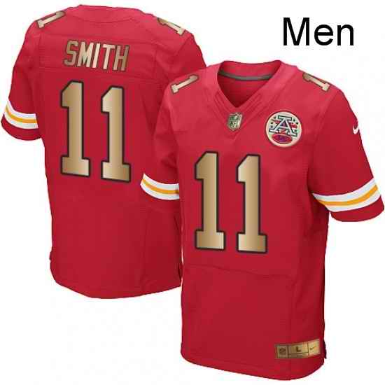 Men Nike Kansas City Chiefs 11 Alex Smith Elite RedGold Team Color NFL Jersey